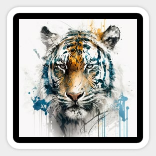 Tiger Portrait Animal Painting Wildlife Outdoors Adventure Sticker